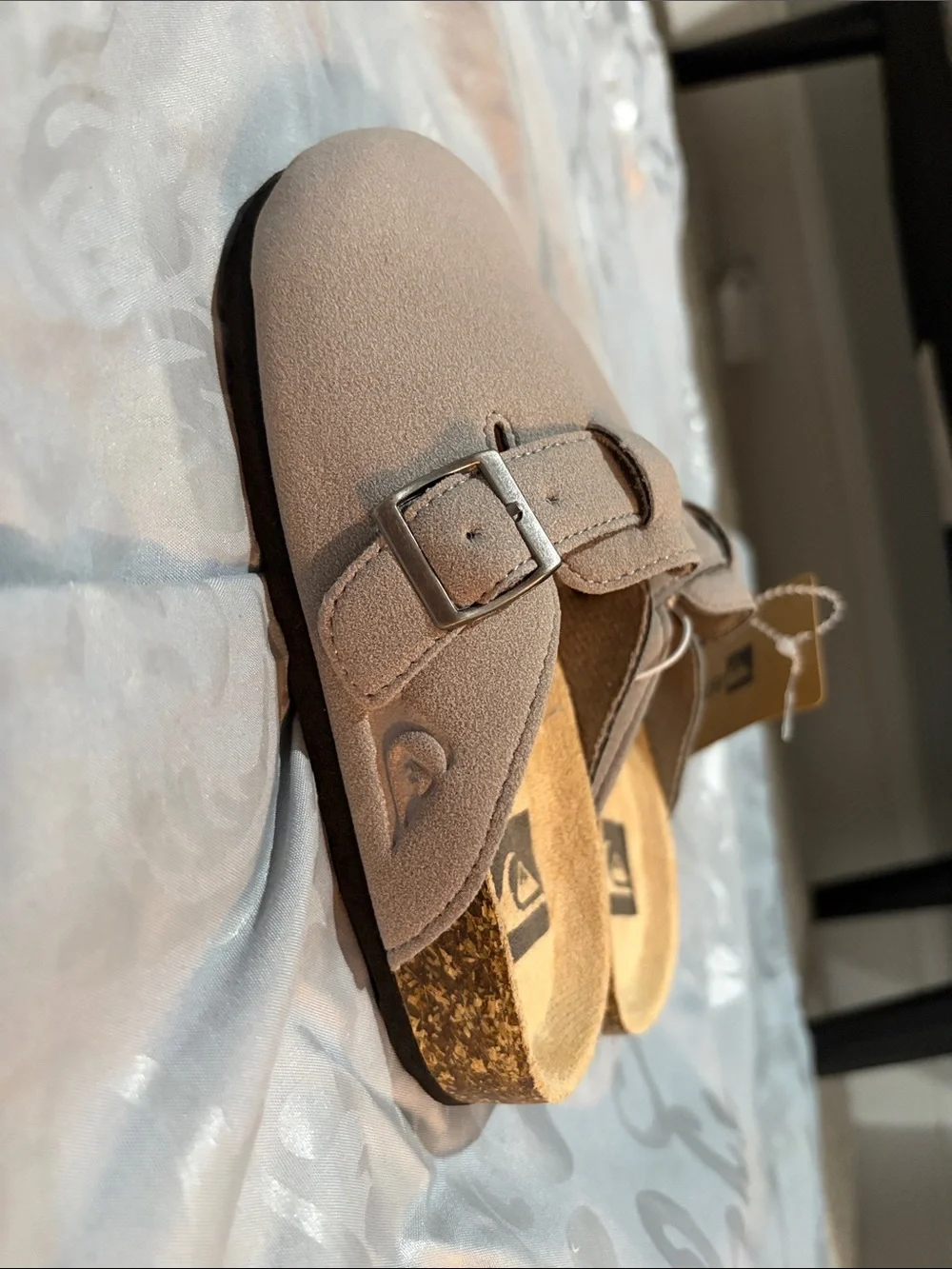 Quiksilver Light Taupe Suede-Look Slip-On Clogs